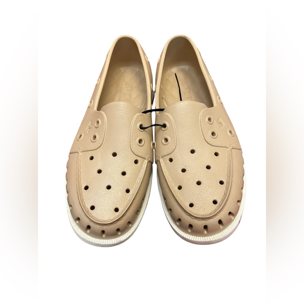 Sperry Tan Perforated Slip-Ons - Picture 2 of 4